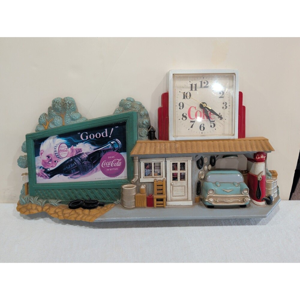 1990 Coca Cola Clock Billboard Burwood Garage Advertising Wall Hanger Working